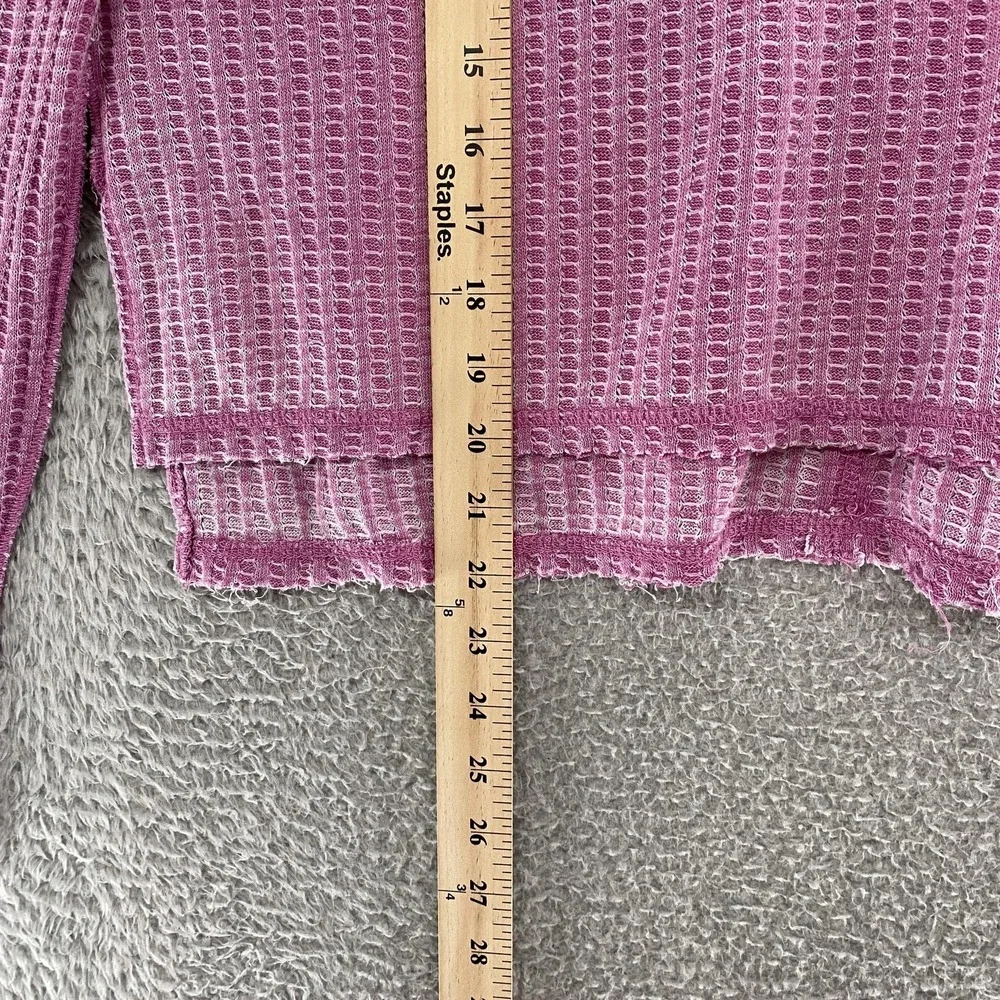 We The Free Thermal Top Womens XS Pink Waffle Cowl Neck Cropped Boxy Oversized